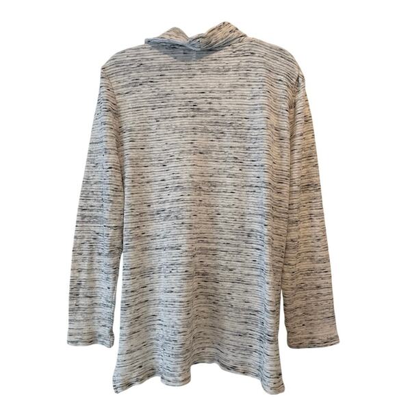 Weekends by Chicos 100% Cotton Cowl Neck Pullover Grey & White Size 1 (M) - Picture 2 of 4